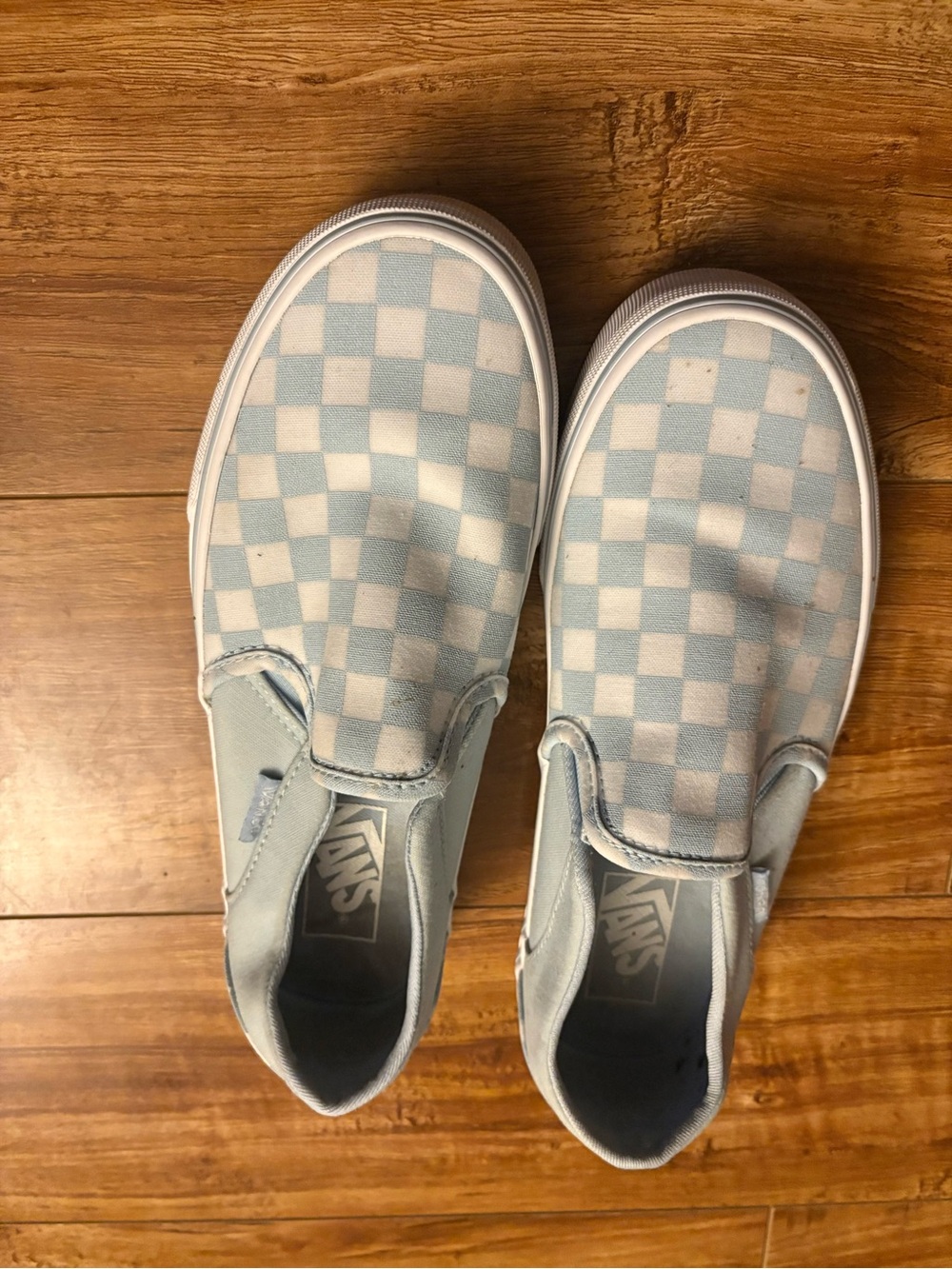 Vans Slip-On Checkerboard Sneakers - Light Blue & White